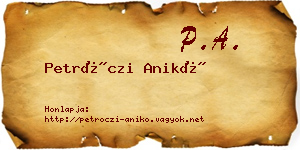 Petróczi Anikó névjegykártya