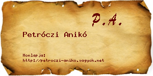 Petróczi Anikó névjegykártya